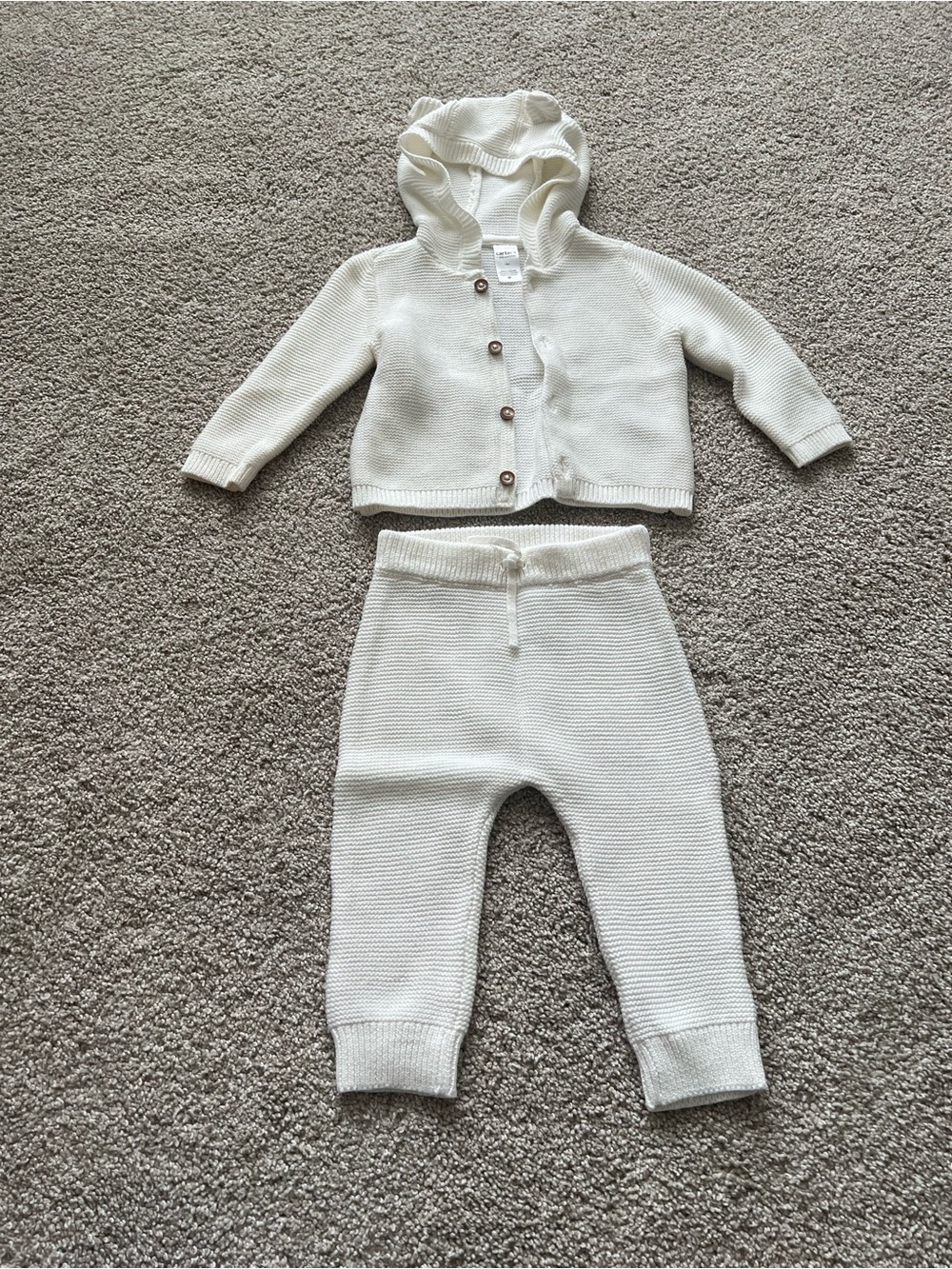 Carter's Cream Knit Hooded Cardigan Set NWOT